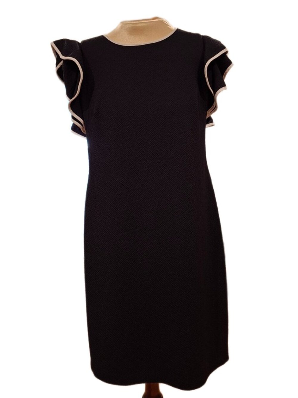 Andrew Marc Ruffle Sleeve Navy Blue Dress Size 14